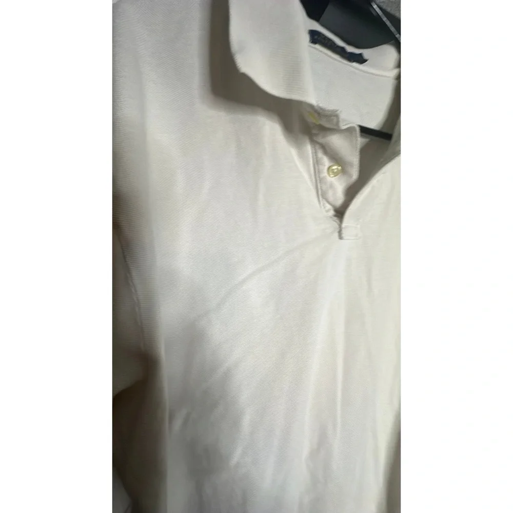 Polo Ralph Lauren Mens XL White Short Sleeve Pique Cotton Polo Shirt Navy Pony